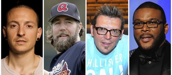 This combination of 2008-2017 photos shows Linkin Park co-lead vocalist Chester Bennington, Atlanta Braves pitcher R.A. Dickey, former NHL star Theo Fleury and film director Tyler Perry. They are among the male celebrities who have disclosed they were victims of sexual abuse This combination of 2008-2017 photos shows Linkin Park co-lead vocalist Chester Bennington, Atlanta Braves pitcher R.A. Dickey, former NHL star Theo Fleury and film director Tyler Perry. They are among the male celebrities who have disclosed they were victims of sexual abuse - Sputnik International