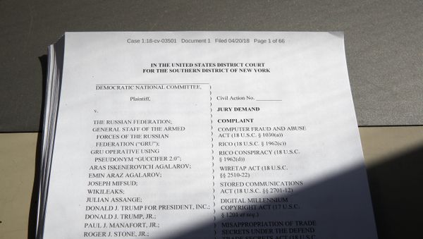 A lawsuit that was filed by the Democratic National Committee is photographed Friday, April 20, 2018, in Washington A lawsuit that was filed by the Democratic National Committee is photographed Friday, April 20, 2018, in Washington - Sputnik International