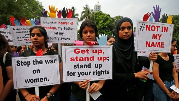 People participate in a protest against the rape of an eight-year-old girl in Kathua near Jammu, and a teenager in Unnao, Uttar Pradesh state, in Kolkata, India, April 17, 2018 People participate in a protest against the rape of an eight-year-old girl in Kathua near Jammu, and a teenager in Unnao, Uttar Pradesh state, in Kolkata, India, April 17, 2018 - Sputnik International
