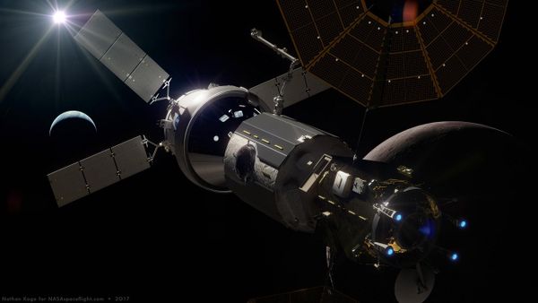 artist rendition of space station in moon orbit (Lunar Orbital Platform-Gateway, or 'LOP-G') - Sputnik International