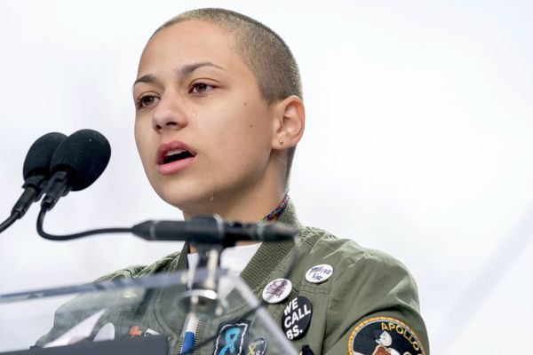 In this March 24, 2018 file photo, Emma Gonzalez, a survivor of the mass shooting at Marjory Stoneman Douglas High School in Parkland, Fla., closes her eyes and cries as she stands silently at the podium for the amount of time it took the Parkland shooter to go on his killing spree during the March for Our Lives rally in support of gun control in Washington. A doctored photo online appeared to show Gonzalez tearing up the U.S. Constitution. , Saturday, March 24, 2018 In this March 24, 2018 file photo, Emma Gonzalez, a survivor of the mass shooting at Marjory Stoneman Douglas High School in Parkland, Fla., closes her eyes and cries as she stands silently at the podium for the amount of time it took the Parkland shooter to go on his killing spree during the March for Our Lives rally in support of gun control in Washington. A doctored photo online appeared to show Gonzalez tearing up the U.S. Constitution. , Saturday, March 24, 2018 - Sputnik International