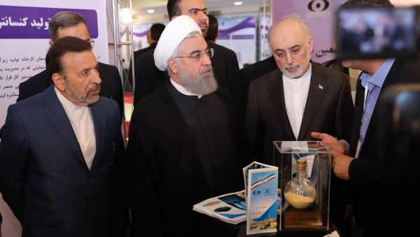 President Hassan Rouhani listens to explanations on new nuclear achievements at a ceremony to mark National Nuclear Day, in Tehran, Iran, Monday, April 9, 2018 - Sputnik International