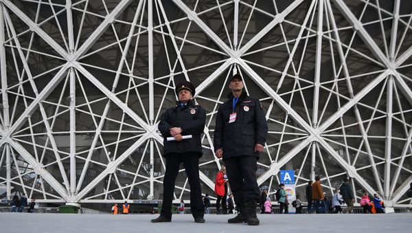 Security officers before the start of the first official match at the stadium Volgograd Arena Security officers before the start of the first official match at the stadium Volgograd Arena - Sputnik International