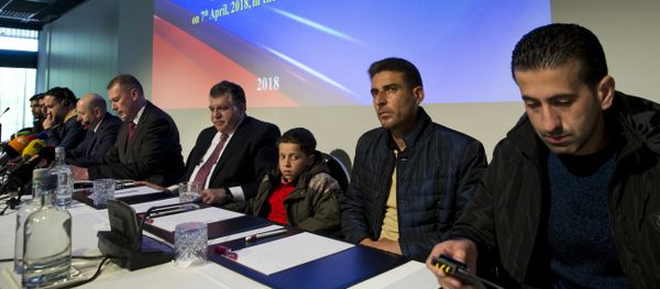 yrians, first three from right, brought to The Hague by Russia in a move to discredit reports of an April 7, 2018, chemical weapons attack in the Syrian town of Douma appear at a press conference in The Hague, Netherlands, Thursday, April 26, 2018, after briefing members of the Organization for the Prohibition of Chemical Weapons, (OPCW) - Sputnik International