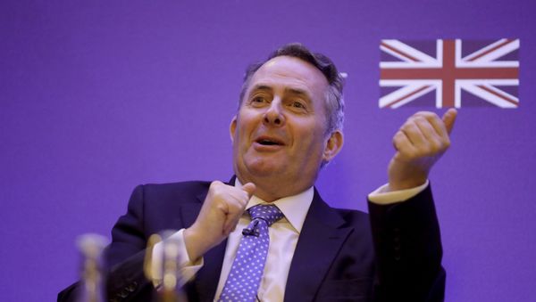Britain's Secretary of State for International Trade Liam Fox speaks during the plenary session of the UK-India Joint Economic and Trade Committee (JETCO) 2018 at the Institute of Civil Engineers in London, Jan. 11, 2018 - Sputnik International