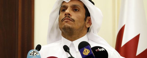 Sheikh Mohammed bin Abdulrahman Al Thani listens to a reporter's question during a media availability with Secretary of State Rex Tillerson, after their meeting, Sunday, Oct. 22, 2017, in Doha,Qatar - Sputnik International