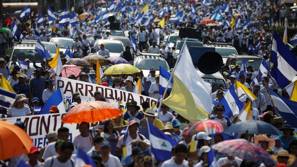 People take part in a protest march to demand an end to violence in Managua, Nicaragua, April 28, 2018 People take part in a protest march to demand an end to violence in Managua, Nicaragua, April 28, 2018 - Sputnik International