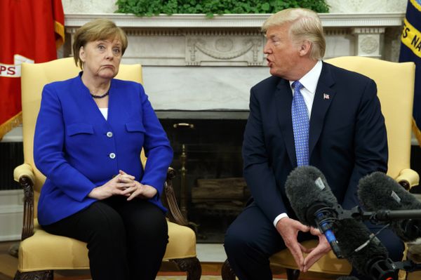 President Donald Trump meets with German Chancellor Angela Merkel in the Oval Office of the White House, Friday, April 27, 2018, in Washington - Sputnik International