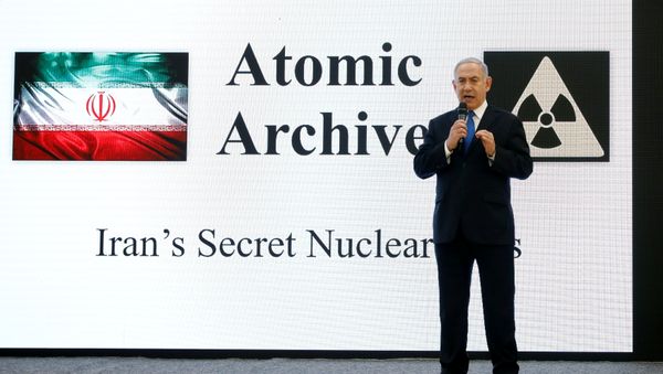 Israeli Prime minister Benjamin Netanyahu speaks during a news conference at the Ministry of Defence in Tel Aviv, Israel, April 30, 2018 Israeli Prime minister Benjamin Netanyahu speaks during a news conference at the Ministry of Defence in Tel Aviv, Israel, April 30, 2018 - Sputnik International