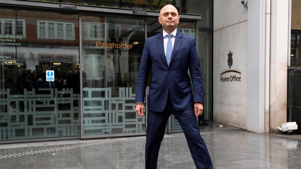 Sajid Javid stands outside the Home Office after being named as Britain's Home Secretary, in London, April 30, 2018. - Sputnik International