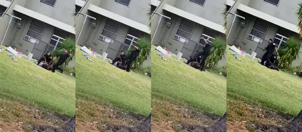 City of Miami Police Department officer Mario Figueroa kicks a handcuffed suspect in the head while immobile. - Sputnik International