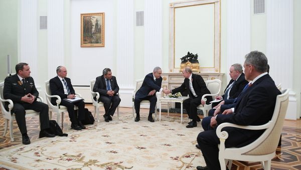 The meeting of Russian President Vladimir Putin with Prime Minister of Israel Benjamin Netanyahu The meeting of Russian President Vladimir Putin with Prime Minister of Israel Benjamin Netanyahu - Sputnik International