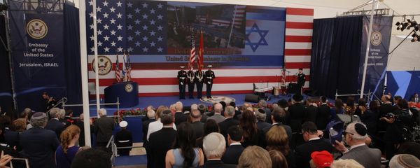 Presentation of colors by U.S Marines and singing of the U.S national anthem during the opening ceremony of the new US embassy in Jerusalem, Monday, May 14, 2018 Presentation of colors by U.S Marines and singing of the U.S national anthem during the opening ceremony of the new US embassy in Jerusalem, Monday, May 14, 2018 - Sputnik International
