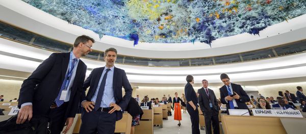 Delegates gather prior to the opening of a special session of the United Nations (UN) Human Rights Council to discuss the deteriorating human rights situation in the Palestinian Territories, after Israeli forces killed 60 Palestinians, on May 18, 2018 in Geneva Delegates gather prior to the opening of a special session of the United Nations (UN) Human Rights Council to discuss the deteriorating human rights situation in the Palestinian Territories, after Israeli forces killed 60 Palestinians, on May 18, 2018 in Geneva - Sputnik International