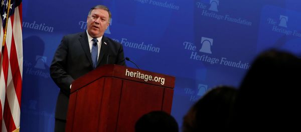 U.S. Secretary of State Mike Pompeo delivers remarks on the Trump administration's Iran policy at the Heritage Foundation in Washington, U.S. May 21, 2018 - Sputnik International