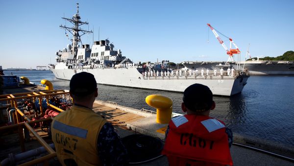 The USS Milius (DDG69) guided-missile destroyer arrives to join the Forward Deployed Naval Force (FDNS) at the U.S. naval base in Yokosuka, Japan May 22, 2018 - Sputnik International