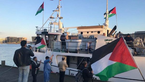 Al-Awda, one of four ships on its way to Gaza in support of the Great Return March, departs from Copenhagen, Denmark. - Sputnik International