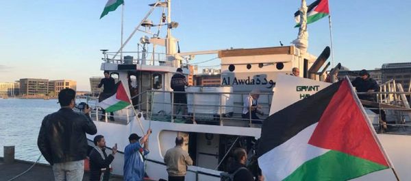 Al-Awda, one of four ships on its way to Gaza in support of the Great Return March, departs from Copenhagen, Denmark. Al-Awda, one of four ships on its way to Gaza in support of the Great Return March, departs from Copenhagen, Denmark. - Sputnik International