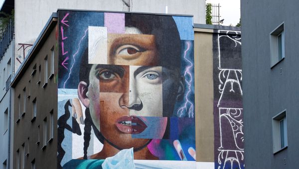 An artwork by urban artist 'Elle' is pictured as part of the first 'Berlin Mural Fest 2018', where national and international urban artists create a large open-air gallery to enrich urban spaces, in Berlin, Germany, May 21, 2018 - Sputnik International