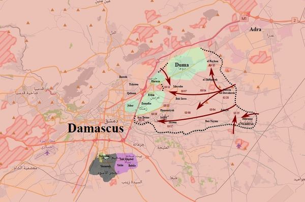 Map of SAA's East Ghouta operation - Sputnik International