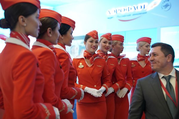 Aeroflot flight attendants at SPIEF 2018 Aeroflot flight attendants at SPIEF 2018 - Sputnik International