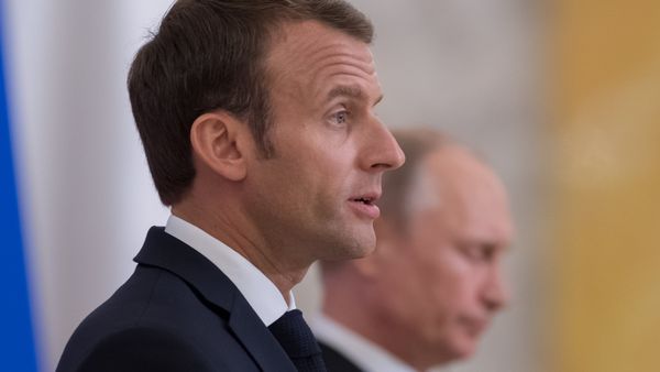 French President Emmanuel Macron during a joint presser with Vladimir Putin French President Emmanuel Macron during a joint presser with Vladimir Putin - Sputnik International