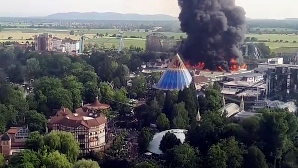 Fire is seen at Europa-Park in Rust, Germany May 26 2018, in this still image obtained from a video by social media Fire is seen at Europa-Park in Rust, Germany May 26 2018, in this still image obtained from a video by social media - Sputnik International