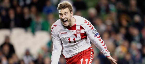 In this Tuesday, Nov. 14, 2017 filer, Denmark's Nicklas Bendtner celebrates after scoring his side's fifth goal during the World Cup qualifying play off second leg soccer match between Ireland and Denmark at the Aviva Stadium in Dublin, Ireland In this Tuesday, Nov. 14, 2017 filer, Denmark's Nicklas Bendtner celebrates after scoring his side's fifth goal during the World Cup qualifying play off second leg soccer match between Ireland and Denmark at the Aviva Stadium in Dublin, Ireland - Sputnik International