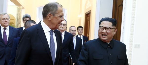 Russian Foreign Minister Sergei Lavrov, left, and North Korean leader Kim Jong Un meet in Pyongyang Russian Foreign Minister Sergei Lavrov, left, and North Korean leader Kim Jong Un meet in Pyongyang - Sputnik International
