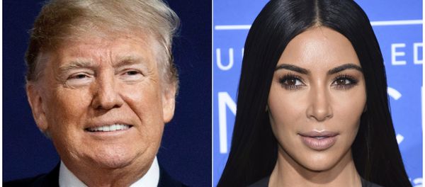 This combination photo shows President Donald Trump at a campaign rally in Moon Township, Pa., on March 10, 2018, left, and Kim Kardashian West at the NBCUniversal Network 2017 Upfront in New York on May 15, 2017 - Sputnik International