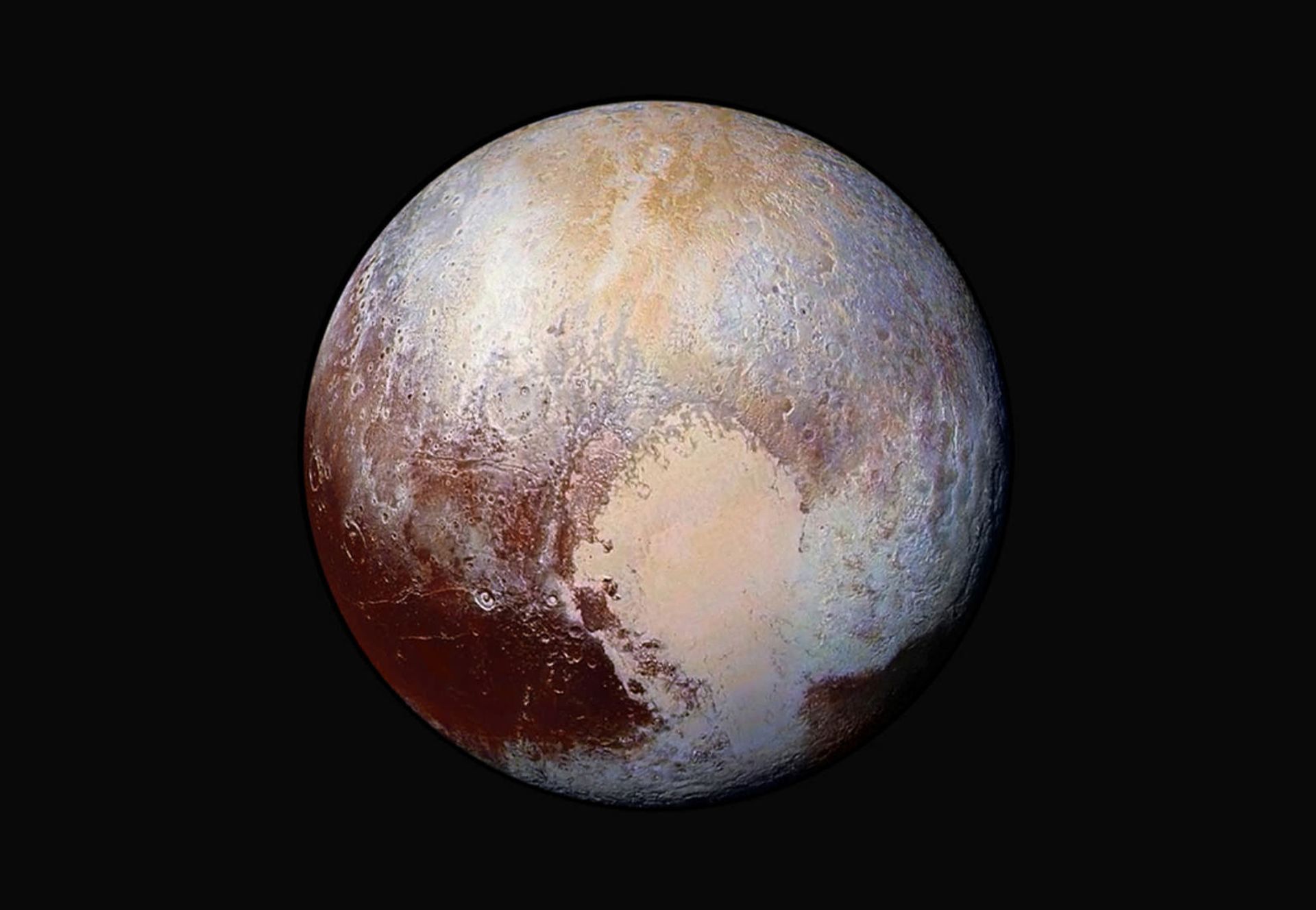 The planet Pluto is pictured in a handout image made up of four images from New Horizons' Long Range Reconnaissance Imager (LORRI) taken in July 2015 combined with color data from the Ralph instrument to create this enhanced color global view The planet Pluto is pictured in a handout image made up of four images from New Horizons' Long Range Reconnaissance Imager (LORRI) taken in July 2015 combined with color data from the Ralph instrument to create this enhanced color global view - Sputnik International, 1920, 29.03.2022
