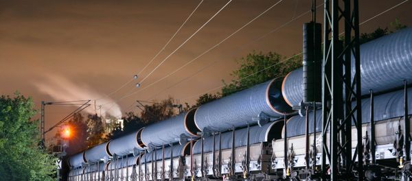 The pipes produced at Europipe in Mühlheim, Germany, are transported to the Mukran logistics hub by rail The pipes produced at Europipe in Mühlheim, Germany, are transported to the Mukran logistics hub by rail - Sputnik International