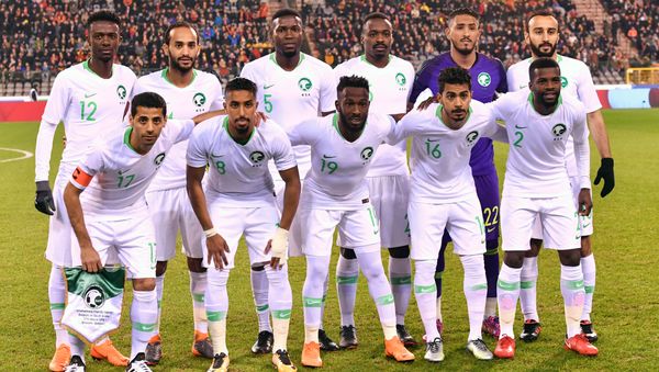 FILE - In this Tuesday, March 27, 2018 file photo, Saudi Arabia's national team poses prior to an international friendly soccer match between Belgium and Saudi Arabia at King Baudouin stadium in Brussels FILE - In this Tuesday, March 27, 2018 file photo, Saudi Arabia's national team poses prior to an international friendly soccer match between Belgium and Saudi Arabia at King Baudouin stadium in Brussels - Sputnik International