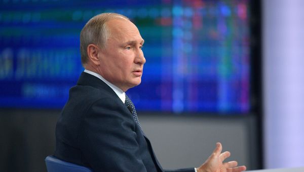 Russian President Vladimir Putin answers questions from Russia’s citizens during the annual special Direct Line with Vladimir Putin broadcast live by Russian TV channels and radio stations - Sputnik International