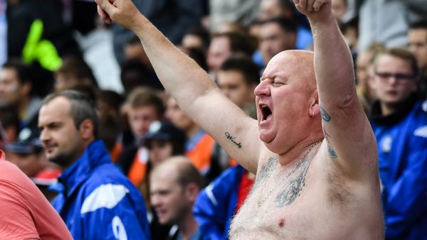 An English soccer fan cheers during the Euro 2016 Group B soccer match between England and Wales at the Bollaert stadium in Lens, France, Thursday, June 16, 2016 An English soccer fan cheers during the Euro 2016 Group B soccer match between England and Wales at the Bollaert stadium in Lens, France, Thursday, June 16, 2016 - Sputnik International