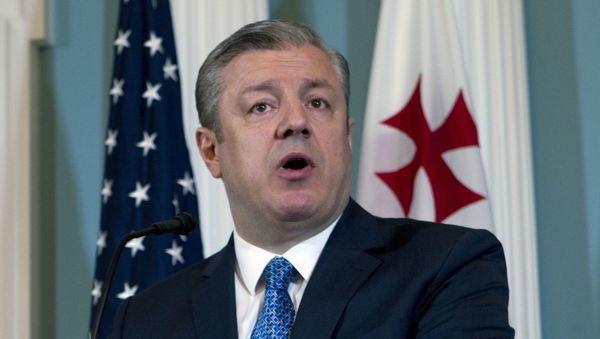 Georgian Prime Minister Giorgi Kvirikashvili speaks during a news conference before a bilateral meeting with Secretary of State Mike Pompeo at State Department Monday, May 21, 2018, in Washington Georgian Prime Minister Giorgi Kvirikashvili speaks during a news conference before a bilateral meeting with Secretary of State Mike Pompeo at State Department Monday, May 21, 2018, in Washington - Sputnik International