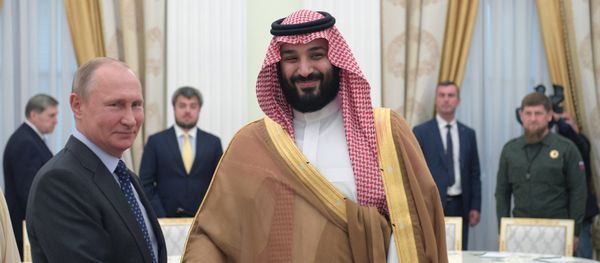Russian President Vladimir Putin and Saudi Crown Prince, Second Deputy Prime Minister and Defense Minister Mohammad bin Salman Al Saud, right, during a meeting. Russian President Vladimir Putin and Saudi Crown Prince, Second Deputy Prime Minister and Defense Minister Mohammad bin Salman Al Saud, right, during a meeting. - Sputnik International