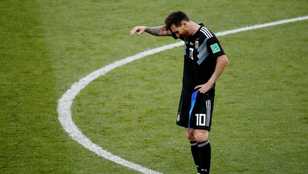 Soccer Football - World Cup - Group D - Argentina vs Iceland - Spartak Stadium, Moscow, Russia - June 16, 2018 Argentina's Lionel Messi reacts after the match - Sputnik International