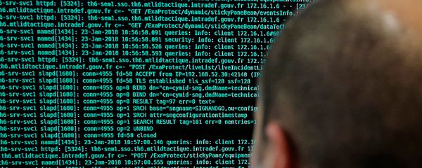 a French solider watches code lines on his computer at the French Defense ministry stand during an International Cybersecurity forum in Lille, northern France a French solider watches code lines on his computer at the French Defense ministry stand during an International Cybersecurity forum in Lille, northern France - Sputnik International