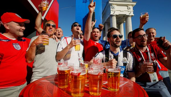 Soccer Football - FIFA World Cup - Group G - Tunisia v England - Volgograd, Russia - June 17, 2018 - England's fans gather at a Fan Fest zone - Sputnik International