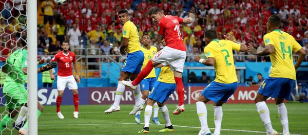 Soccer Football - World Cup - Group E - Brazil vs Switzerland - Rostov Arena, Rostov-on-Don, Russia - June 17, 2018 Switzerland's Steven Zuber scores their first goal - Sputnik International