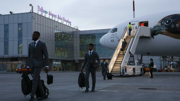 Soccer Football - FIFA World Cup - Saudi Arabia Arrival - Pulkovo Airport, Saint Petersburg, Russia - June 9, 2018 - Sputnik International