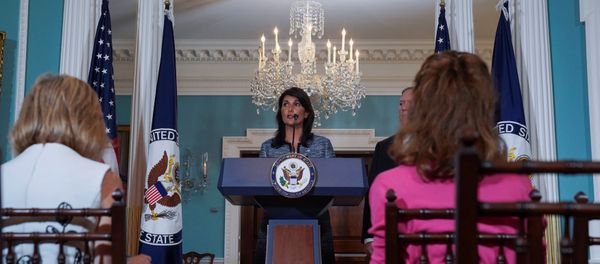 U.S. Ambassador to the United Nations Nikki Haley delivers remarks to the press together with U.S. Secretary of State Mike Pompeo, announcing the U.S.'s withdrawal from the U.N's Human Rights Council at the Department of State in Washington, U.S., June 19, 2018 U.S. Ambassador to the United Nations Nikki Haley delivers remarks to the press together with U.S. Secretary of State Mike Pompeo, announcing the U.S.'s withdrawal from the U.N's Human Rights Council at the Department of State in Washington, U.S., June 19, 2018 - Sputnik International