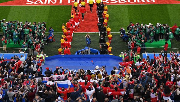2018 FIFA World Cup, Russian and Egyptian teans before the Match - Sputnik International