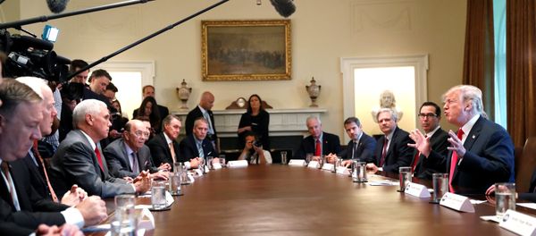 U.S. President Donald Trump participates in a Cabinet meeting, where he discussed immigration policy at the White House in Washington, U.S., June 20, 2018 U.S. President Donald Trump participates in a Cabinet meeting, where he discussed immigration policy at the White House in Washington, U.S., June 20, 2018 - Sputnik International