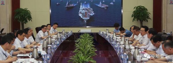 China Shipbuilding Industry Corporation board meeting showing a possible second-generation Chinese aircraft carrier (center). - Sputnik International