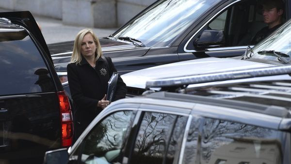Homeland Security Secretary Kirstjen Nielsen leaves the West Wing of the White House in Washington, Wednesday, April 11, 2018. - Sputnik International
