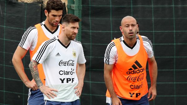 Soccer Football - FIFA World Cup - Argentina Training - Ciutat Esportiva Joan Gamper, Barcelona, Spain - June 2, 2018 Argentina's Lionel Messi and Javier Mascherano during training Soccer Football - FIFA World Cup - Argentina Training - Ciutat Esportiva Joan Gamper, Barcelona, Spain - June 2, 2018 Argentina's Lionel Messi and Javier Mascherano during training - Sputnik International