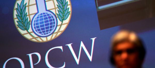 The logo of the Organisation for the Prohibition of Chemical Weapons (OPCW) is seen during a special session in the Hague, Netherlands June 26, 2018 The logo of the Organisation for the Prohibition of Chemical Weapons (OPCW) is seen during a special session in the Hague, Netherlands June 26, 2018 - Sputnik International