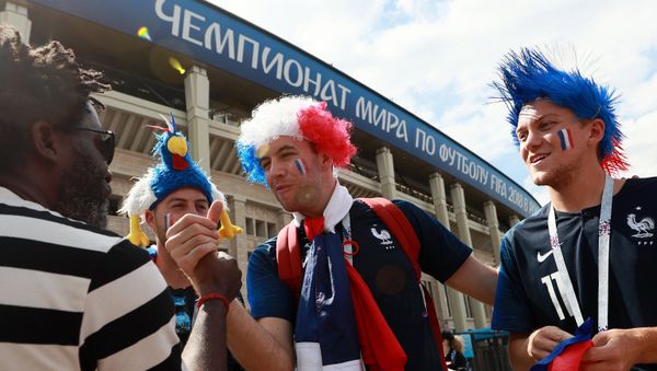 Fans of French national team before a match of a group stage of the FIFA World Cup between the national teams of Denmark and France Fans of French national team before a match of a group stage of the FIFA World Cup between the national teams of Denmark and France - Sputnik International